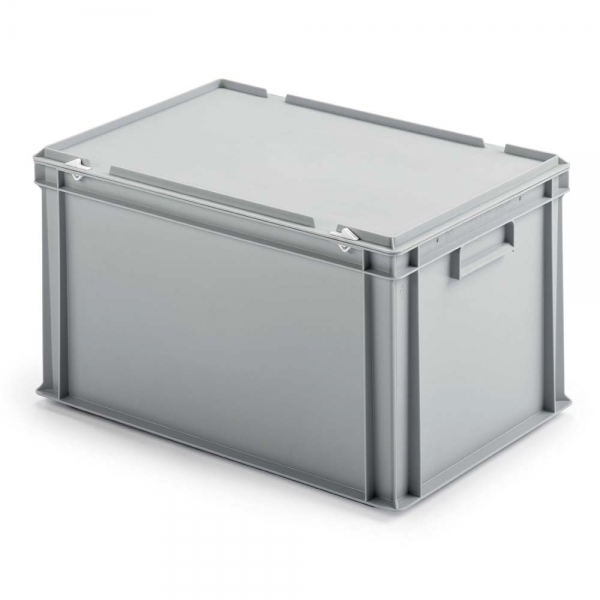 Euro-Aufbewahrungsbox mit Deckel, LxBxH 600x400x230 mm, 43 Liter