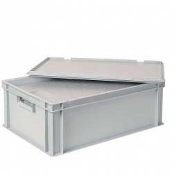 EPS-Thermobox in Eurobox mit Deckel, LxBxH 600x400x220 mm, grau