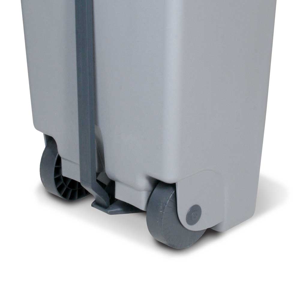 Tret-Abfallbehälter mit Rollen, PP, BxTxH 380x490x700 mm, 60 Liter, grau/rot, Rolltonnen, Tret-Abfallbehälter, Abfall- und Wertstoff, Umwelt