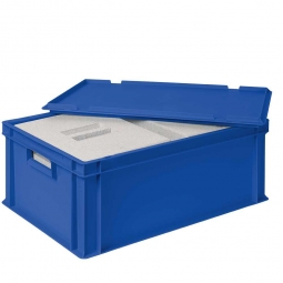 2 EPS-Thermoboxen in Eurobox mit Deckel, LxBxH 600x400x220 mm, blau