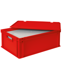 EPS-Thermobox in Eurobox mit Deckel, LxBxH 600x400x220 mm, rot